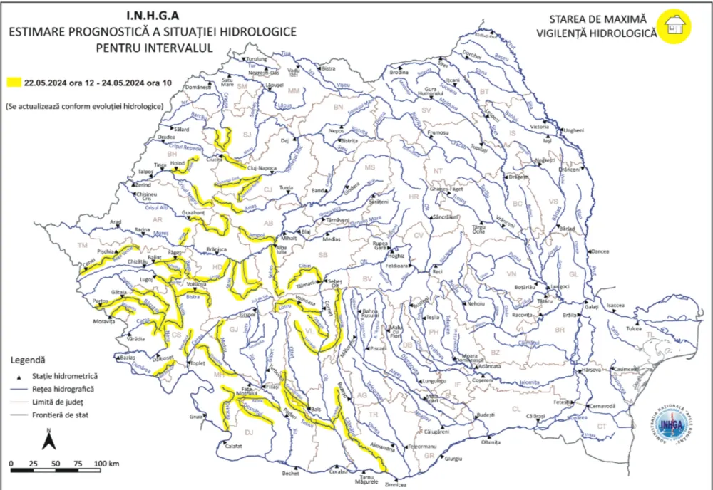Cod galben de inundații în 17 județe. Vremea rea face prăpăd în țară